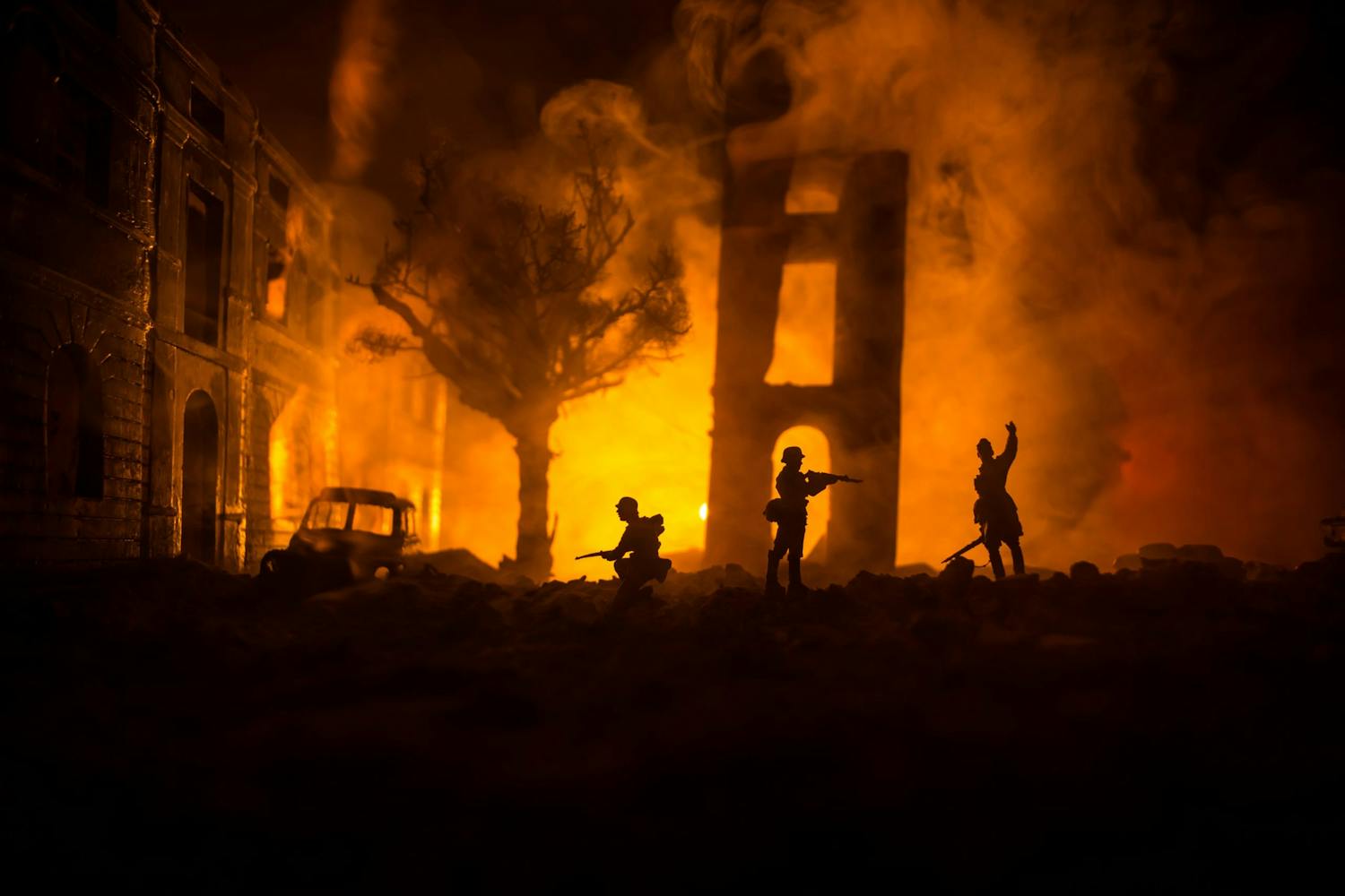 War,Concept.,Military,Silhouettes,Fighting,Scene,On,War,Fog,Sky